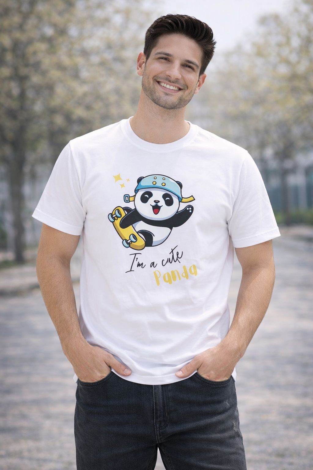 Cute Panda Cotton T-Shirt